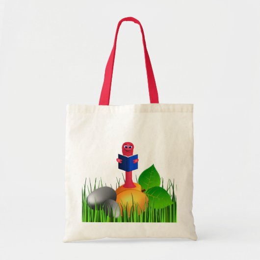 可愛カラフルいブックワーム本ワーム予算トートバッグ トートバッグ (正面)