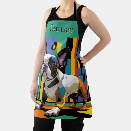 可愛カラフルいブフランスのルドッグポップ・アートのアートエプロン エプロン (インサイチュ)