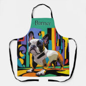 可愛カラフルいブフランスのルドッグポップ・アートのアートエプロン エプロン (正面)