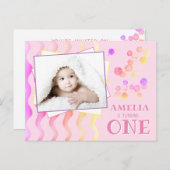 可愛カラフルいブロッツ1stバースデーフォト インビテーションポストカード (正面/裏面)