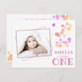可愛カラフルいブロッツ1stバースデーフォト インビテーションポストカード (正面/裏面)