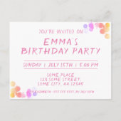 可愛カラフルいブロッツ1stバースデーフォト インビテーションポストカード (裏面)