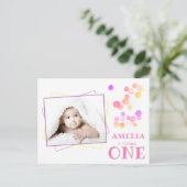 可愛カラフルいブロッツ1stバースデーフォト インビテーションポストカード (スタンド正面)