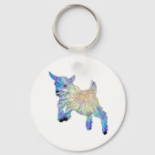 可愛カラフルいベビーヤギ跳躍ファンキー動物アート キーホルダー (正面)