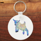 可愛カラフルいベビーヤギ跳躍ファンキー動物アート キーホルダー (正面)