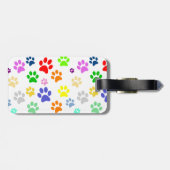 可愛カラフルいペットの足のパターンのモノグラム ラゲッジタグ (裏面横)