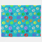 可愛カラフルいペットの足のパターン フリースブランケット (正面(横))