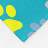 可愛カラフルいペットの足のパターン フリースブランケット (角)