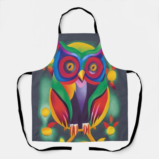 可愛カラフルいホログラフィックフクロウ エプロン (正面)