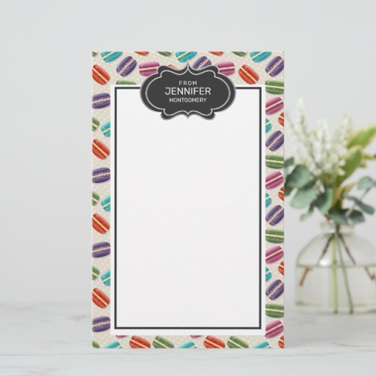 可愛カラフルいマカロンパターファンシーン 便箋 (スタンド正面)