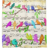 可愛カラフルいミュージカル鳥の交響曲 – Happy Song シャワーカーテン (正面)