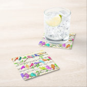 可愛カラフルいミュージカル鳥の交響曲 – Happy Song スクエアペーパーコースター (インサイチュ)