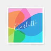 可愛カラフルいモダン幾何学的パーソナライズされた形状 スタンダードカクテルナプキン (正面)