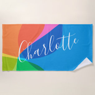 可愛カラフルいモダン幾何学的パーソナライズされた形状 ビーチタオル