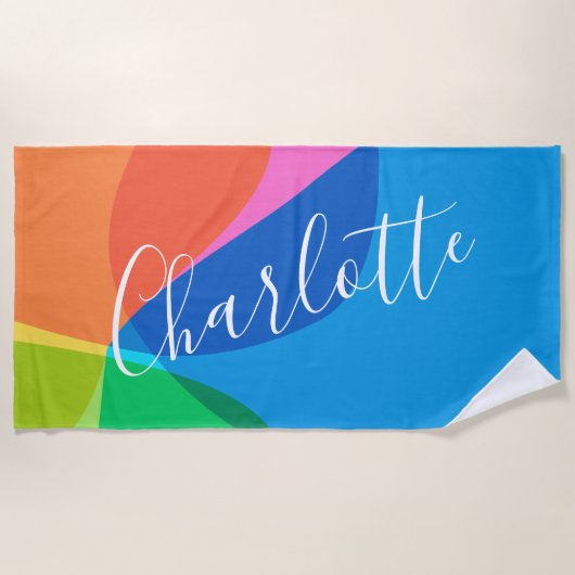 可愛カラフルいモダン幾何学的パーソナライズされた形状 ビーチタオル (正面)