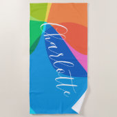 可愛カラフルいモダン幾何学的パーソナライズされた形状 ビーチタオル (正面)