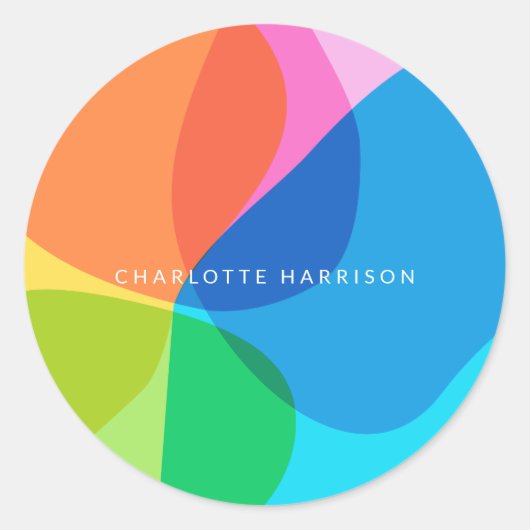 可愛カラフルいモダン幾何学的パーソナライズされた形状 ラウンドシール (正面)