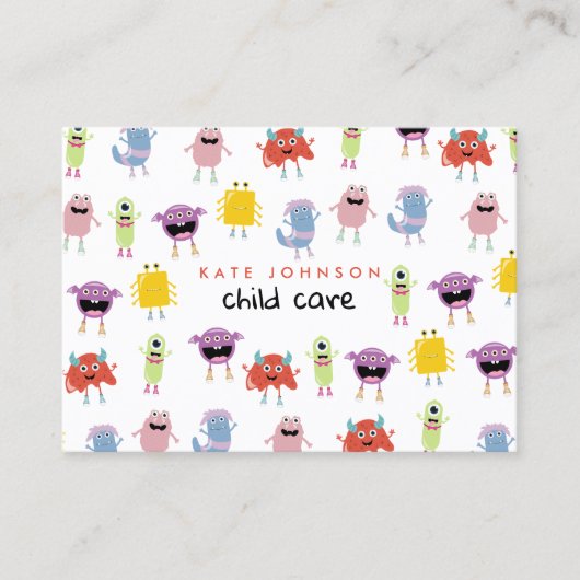 可愛カラフルいモンスターズ気にチャイルドベビーシッター 名刺 (正面)
