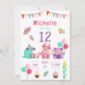 可愛カラフルいモンスター誕生日招待状 招待状 (正面)