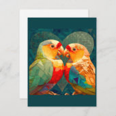 可愛カラフルいラブバード ノートカード (正面/裏面)