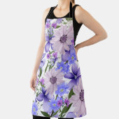 可愛カラフルいラベンダーデイジーライラックフローラプリント エプロン (インサイチュ)