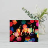 可愛カラフルいラモダンイト金ゴールド写真 箔シーズンポストカード (立ち正面)