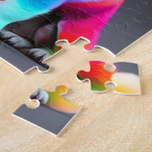 可愛カラフルいレインボーカラーのパグ ジグソーパズル (側面)