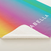 可愛カラフルいレインボーグラディエントグラデーションモノグラム シェルパブランケット (3/4)