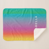 可愛カラフルいレインボーグラディエントグラデーションモノグラム シェルパブランケット (正面(横))