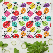 可愛カラフルいレディーバグのシームレスなパターン キッチンタオル (折り畳み)