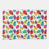 可愛カラフルいレディーバグのシームレスなパターン キッチンタオル (横)