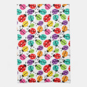 可愛カラフルいレディーバグのシームレスなパターン キッチンタオル (縦)