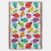 可愛カラフルいレディーバグのシームレスなパターン スローブランケット (正面縦)