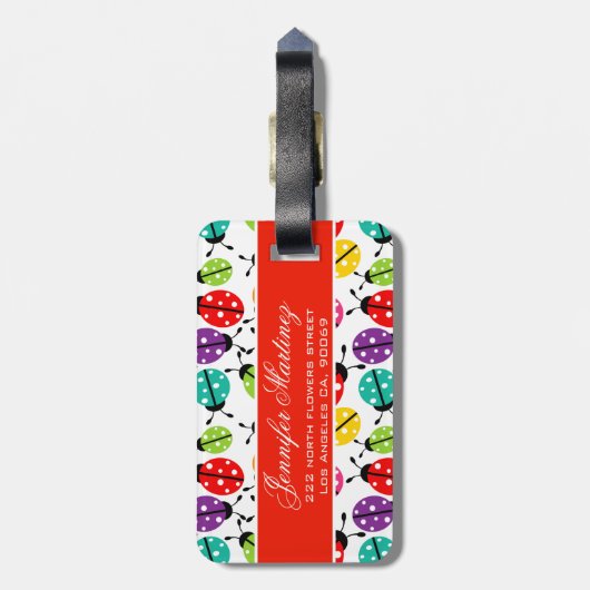 可愛カラフルいレディーバグのシームレスなパターン ラゲッジタグ (裏面縦)