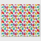可愛カラフルいレディーバグ継ぎ目なしパターン包みP ラッピングペーパー (フラット)