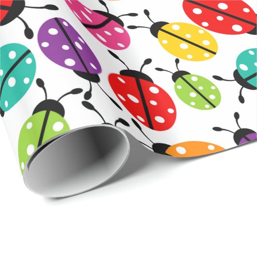 可愛カラフルいレディーバグ継ぎ目なしパターン包みP ラッピングペーパー (ロールコーナー)
