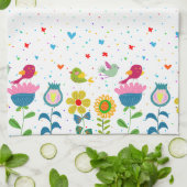 可愛カラフルいレトロな花 キッチンタオル (折り畳み)