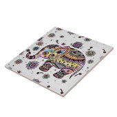 可愛カラフルいレトロフローラ象 タイル (側面)