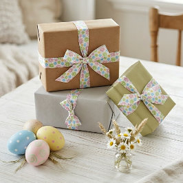 可愛カラフルいレトロ夏の花柄 サテンリボン