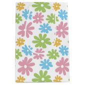可愛カラフルいレトロ夏の花柄 ミディアムペーパーバッグ (正面)