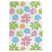 可愛カラフルいレトロ夏の花柄 ミディアムペーパーバッグ (裏面)