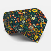 可愛カラフルいレトロ花柄 ネクタイ (ロール)