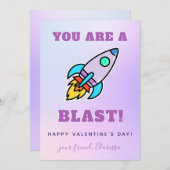 可愛カラフルいロケットスクール友人バレンタインデー シーズンカード (正面/裏面)