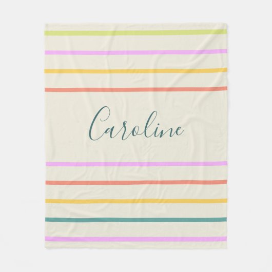 可愛カラフルい夏ストライプのパーソナライズされた フリースブランケット (正面)