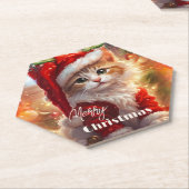 可愛カラフルい子猫クリスマス ペーパーコースター (アングル)