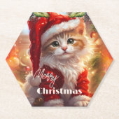 可愛カラフルい子猫クリスマス ペーパーコースター (正面)