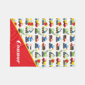 可愛カラフルい建築車玩具車 フリースブランケット (正面(横))