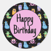 可愛カラフルい怪物 ラウンドシール (正面)