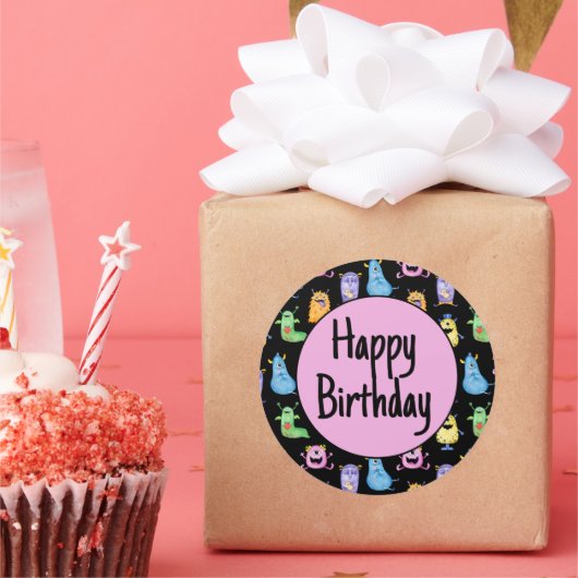 可愛カラフルい怪物 ラウンドシール (パーティー)