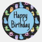 可愛カラフルい怪物 ラウンドシール (正面)